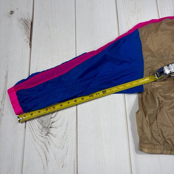 Fabletics Large Women Cropped Windbreaker Lightweight Jacket Neon 80s Colorblock - Picture 9 of 13